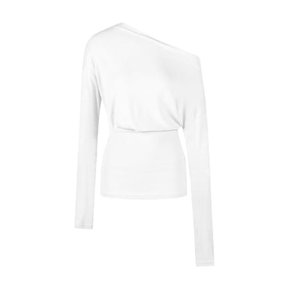 One-Shoulder Tee with Long Sleeves