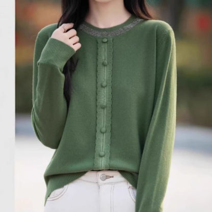 Rhinestone Crew Neck Sweater in Solid Tone
