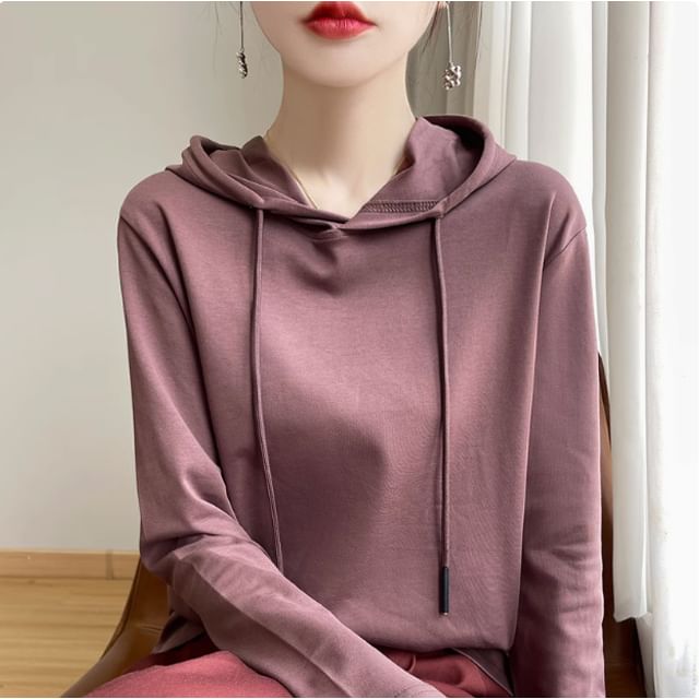 Hooded Long Sleeve Solid Tee