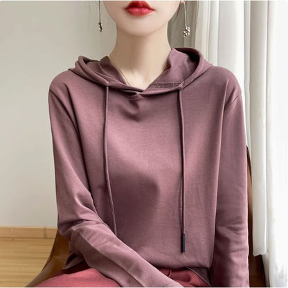 Hooded Long Sleeve Solid Tee