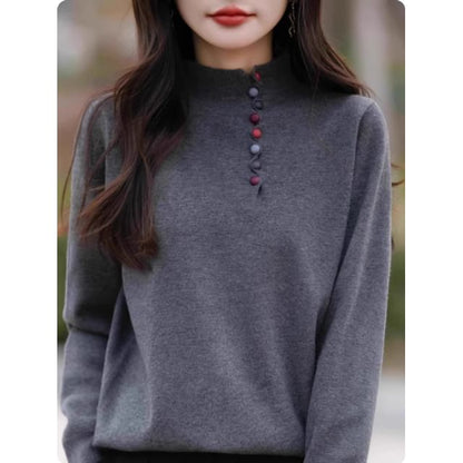 Henley Style Mock Neck Sweater