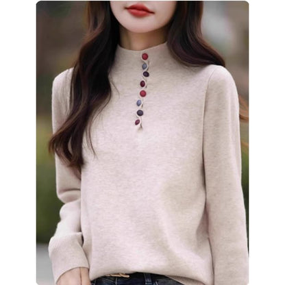 Henley Style Mock Neck Sweater