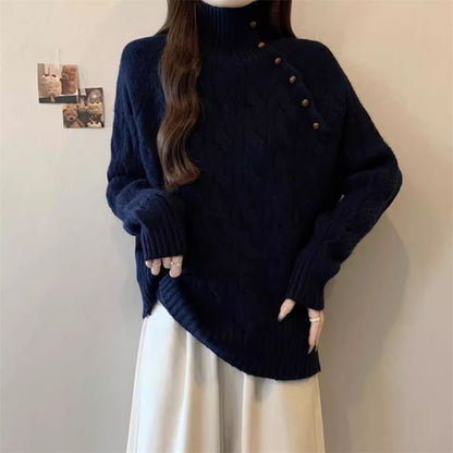 Classic Cable Knit Crew Neck Pullover in Solid Tone