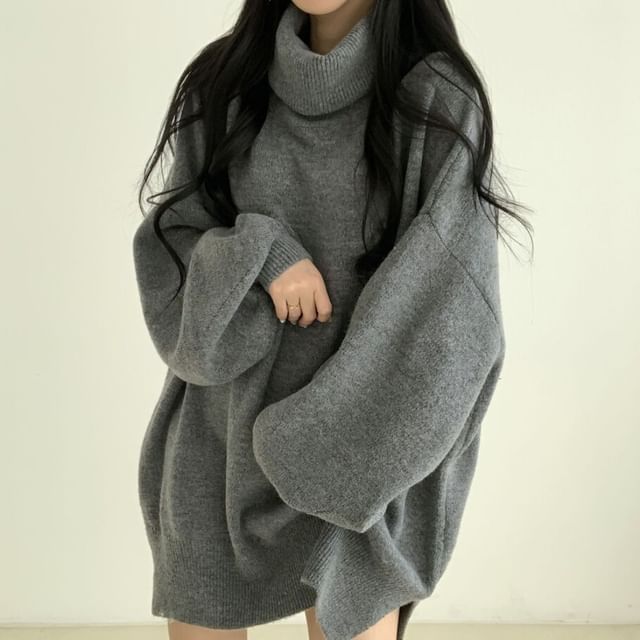 Oversized Turtleneck Sweater with Drop Shoulder