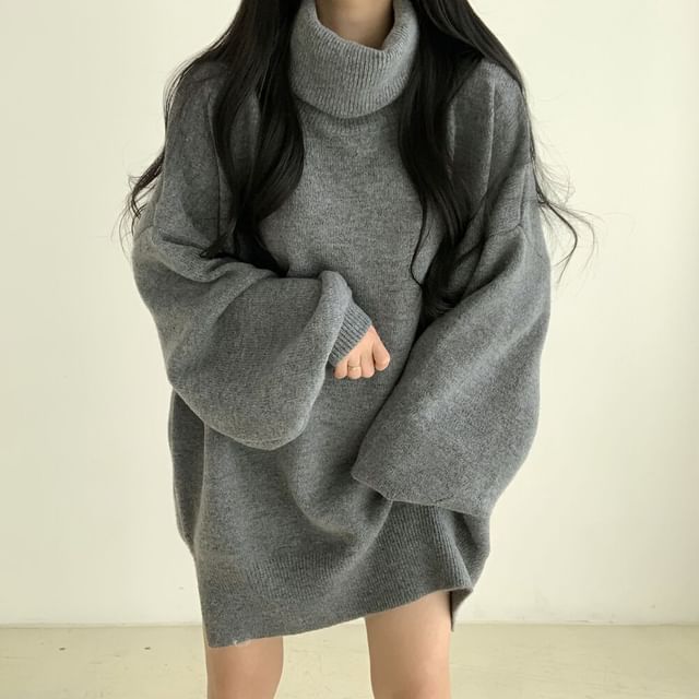 Oversized Turtleneck Sweater with Drop Shoulder