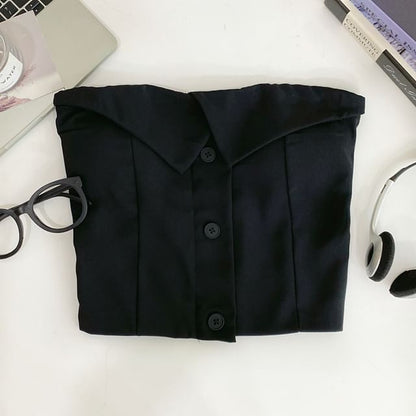 Button-Up Tube Top with Plain Design
