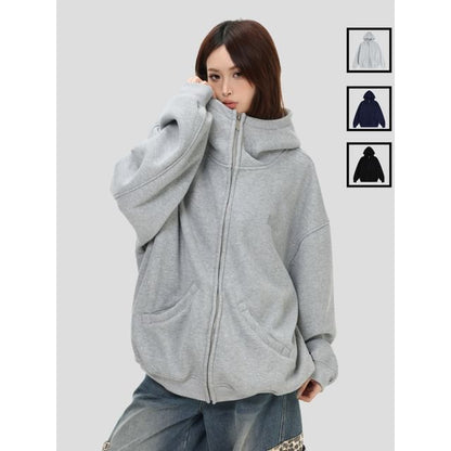 Unisex Oversized High-Neck Zip Hoodie
