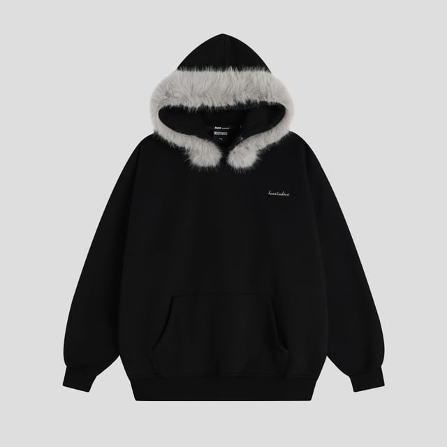 Unisex Faux Fur Trim Overfit Hoodie