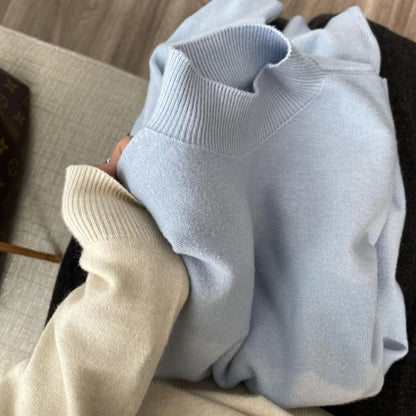 Mock Neck Knit Top Long Sleeve
