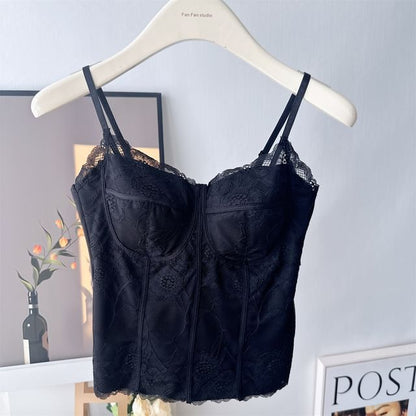 Fleece-Lined Padded Lace Cami Top