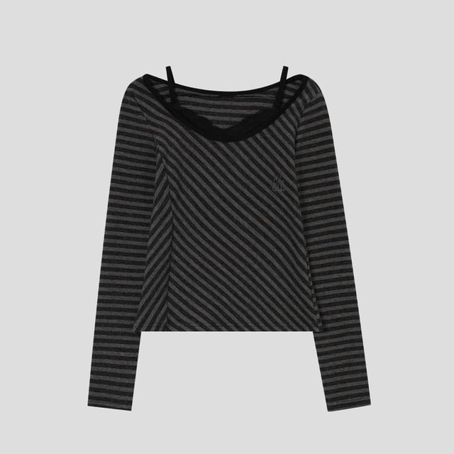 Mock Two-Piece Tee with Lace Panel