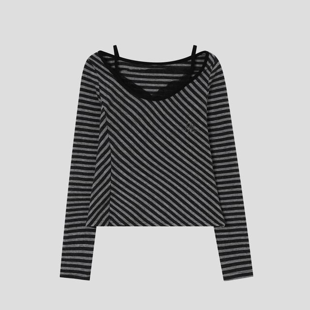 Mock Two-Piece Tee with Lace Panel