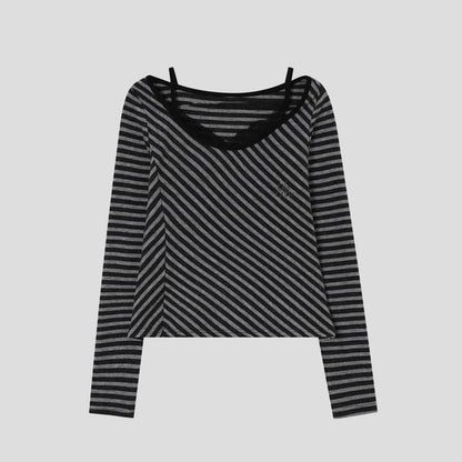 Mock Two-Piece Tee with Lace Panel