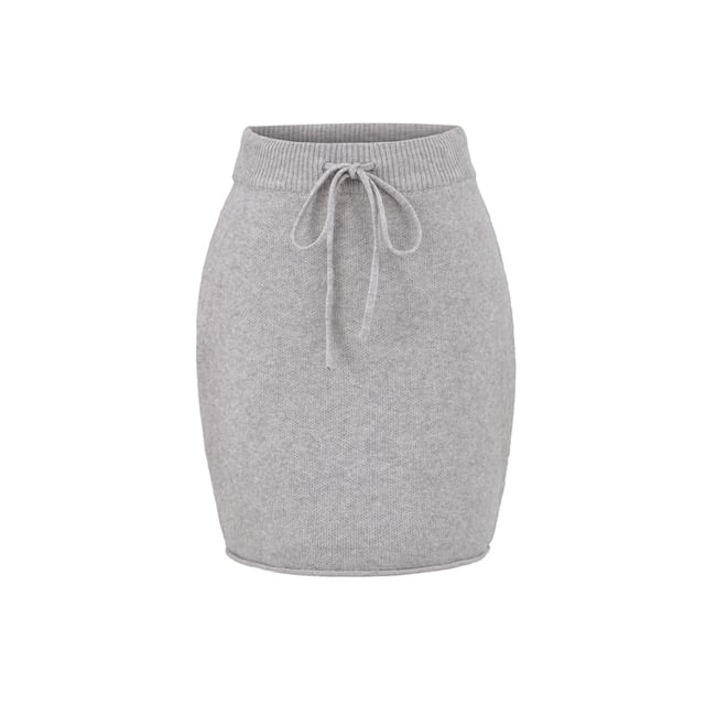 Drawstring Waist Knit Mini Pencil Skirt