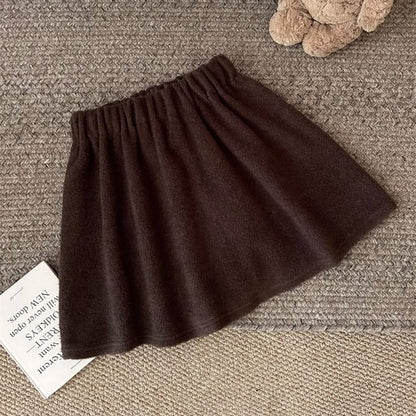 Elastic Waist Solid A-Line Mini Skirt