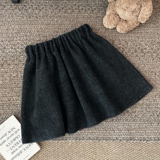 Elastic Waist Solid A-Line Mini Skirt