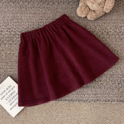 Elastic Waist Solid A-Line Mini Skirt