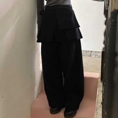 Pleated Mini Skirt and Wide Leg Pants Set