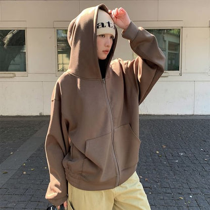 Solid Zip-Up Hoodie