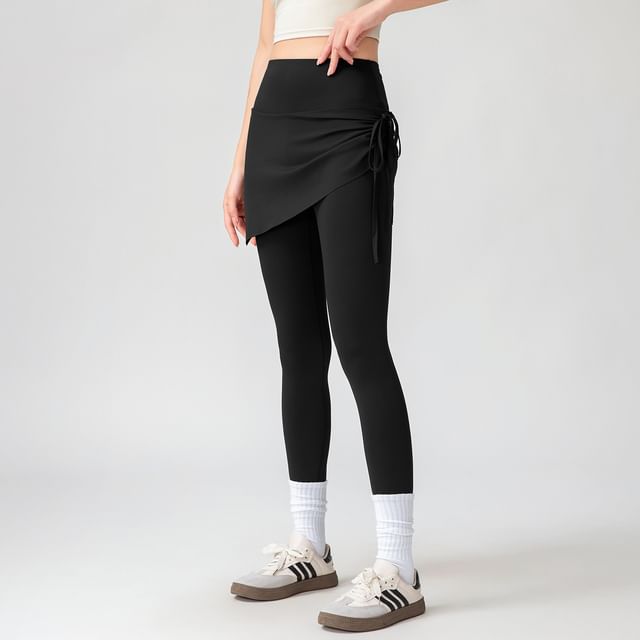 Asymmetrical Skirt Overlay Yoga Leggings
