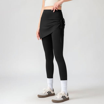 Asymmetrical Skirt Overlay Yoga Leggings