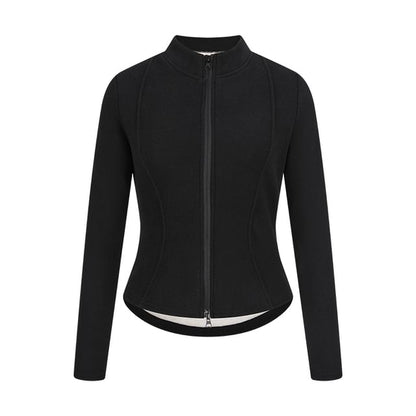 Zip-Up Mock Neck Long Sleeve Top