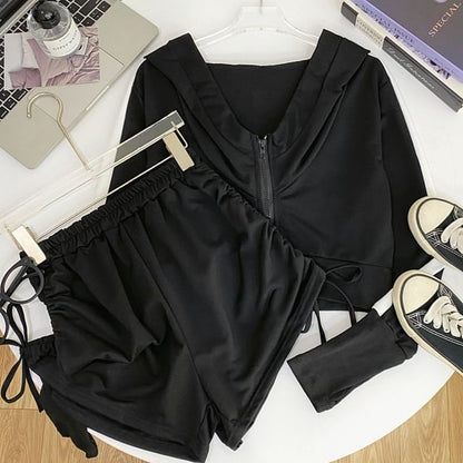 Zip-Up Hoodie and Shorts Set