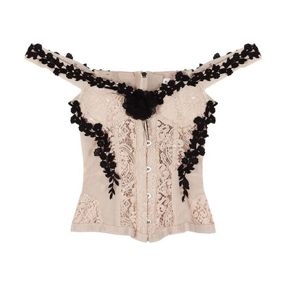 Corset Top with Lace Trim and Maxi Skirt Set