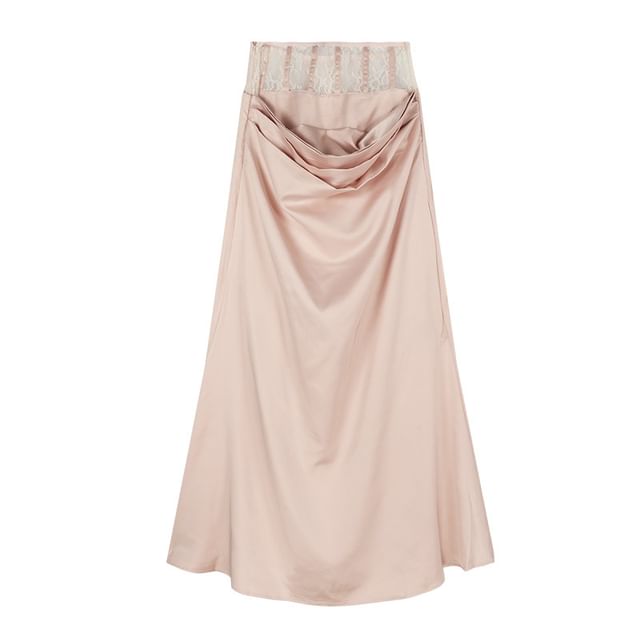 Corset Top with Lace Trim and Maxi Skirt Set