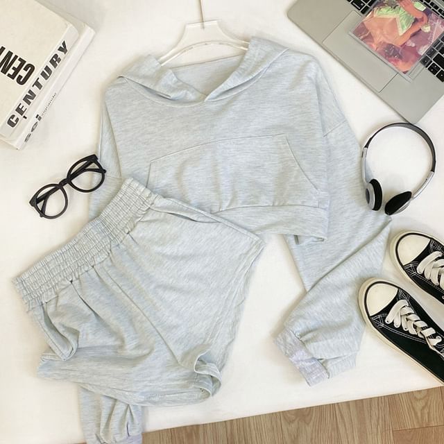 Matching Hoodie and High-Waisted Shorts Set