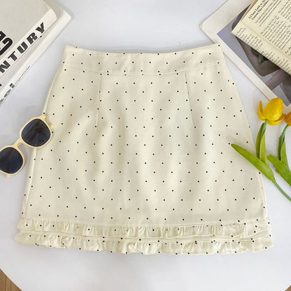 Micro Dot Mid-Waist Mini Skirt