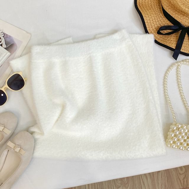 Fleece High-Waist Solid Maxi Skirt