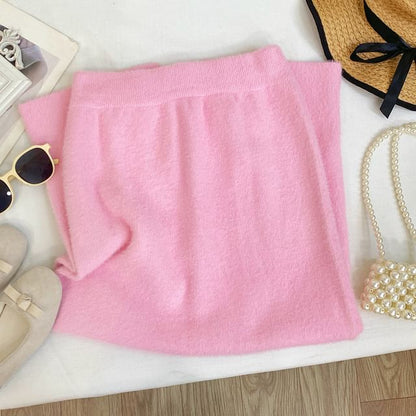 Fleece High-Waist Solid Maxi Skirt