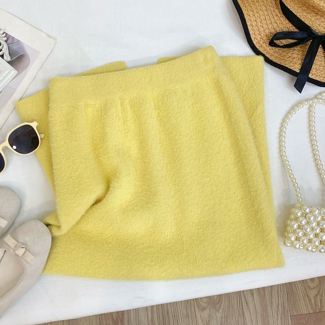 Fleece High-Waist Solid Maxi Skirt