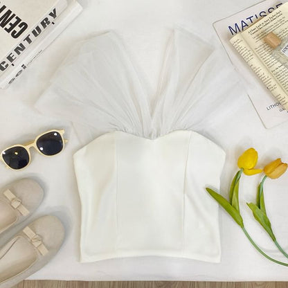 Sleeveless V-Neck Solid Crop Tee with Cap Sleeves
