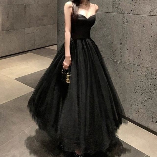 Spaghetti Strap Mesh A-Line Evening Gown