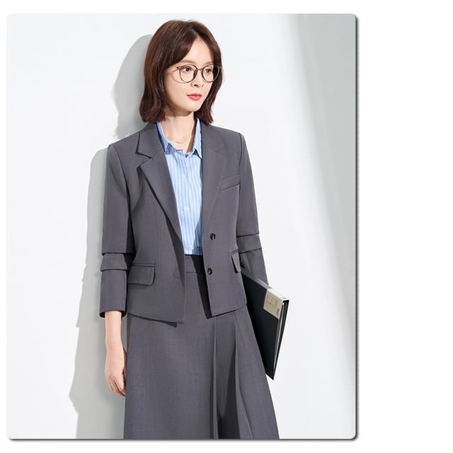 Crop Blazer and High Waist Midi Skirt Set