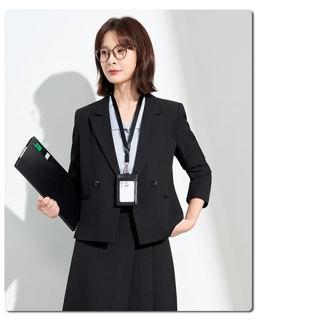 Double Breasted Blazer and Midi Skirt Set