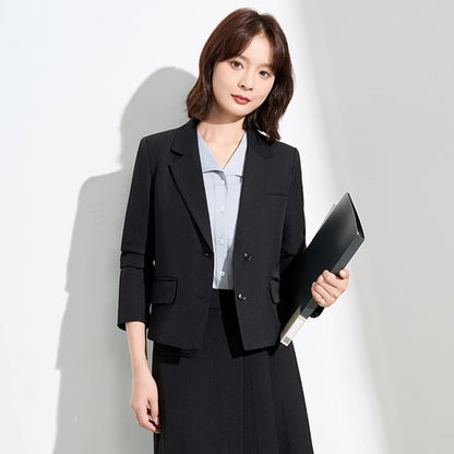 Blazer and High Waist Midi A-Line Skirt Set