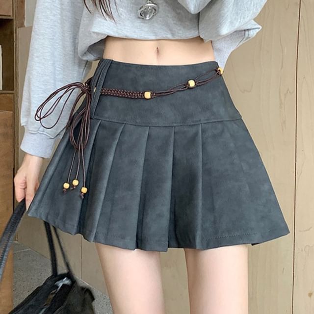 Mini Pleated Skirt with Mid Waist