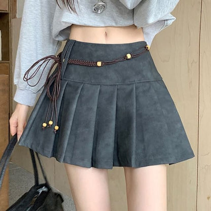 Mini Pleated Skirt with Mid Waist