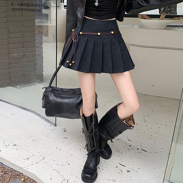 Mini Pleated Skirt with Mid Waist