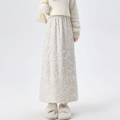 Sequined Maxi A-Line Skirt