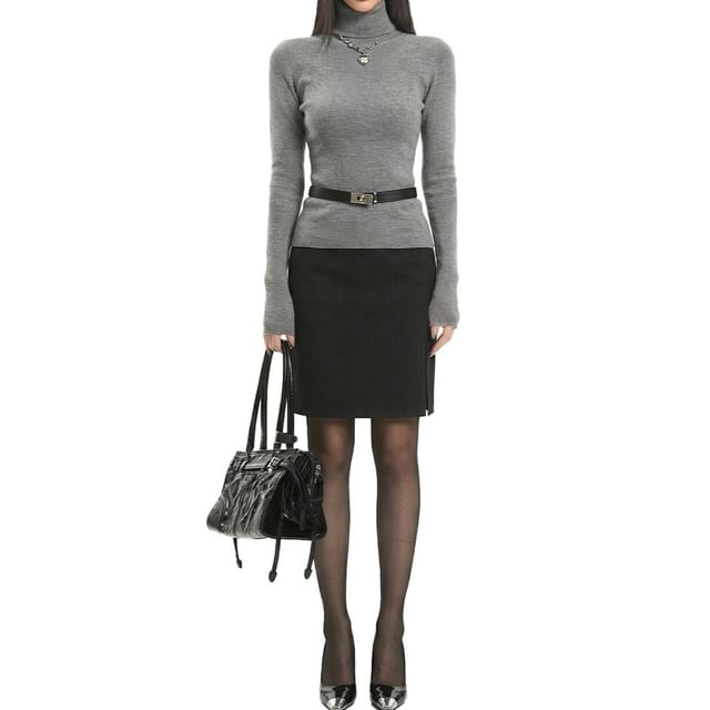 Mini Pencil Skirt with Mid Rise