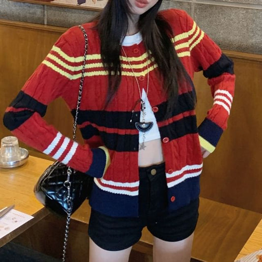Awning Stripe Button-Up Cardigan