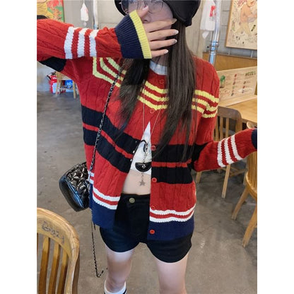 Awning Stripe Button-Up Cardigan