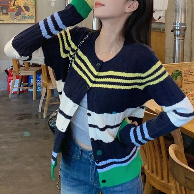Awning Stripe Button-Up Cardigan