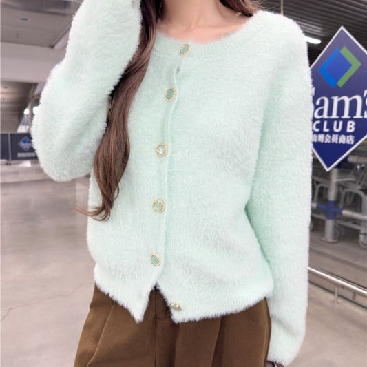 Round Neck Plain Cardigan