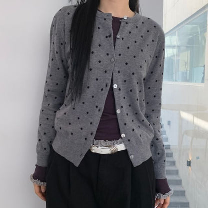 Round Neck Polka Dot Cardigan