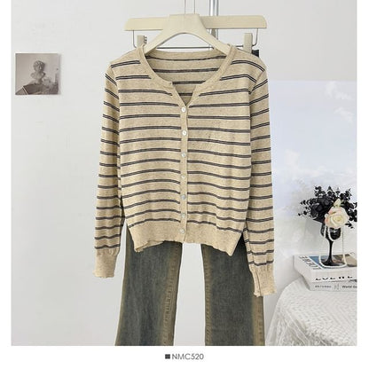 V-Neck Striped Cardigan
